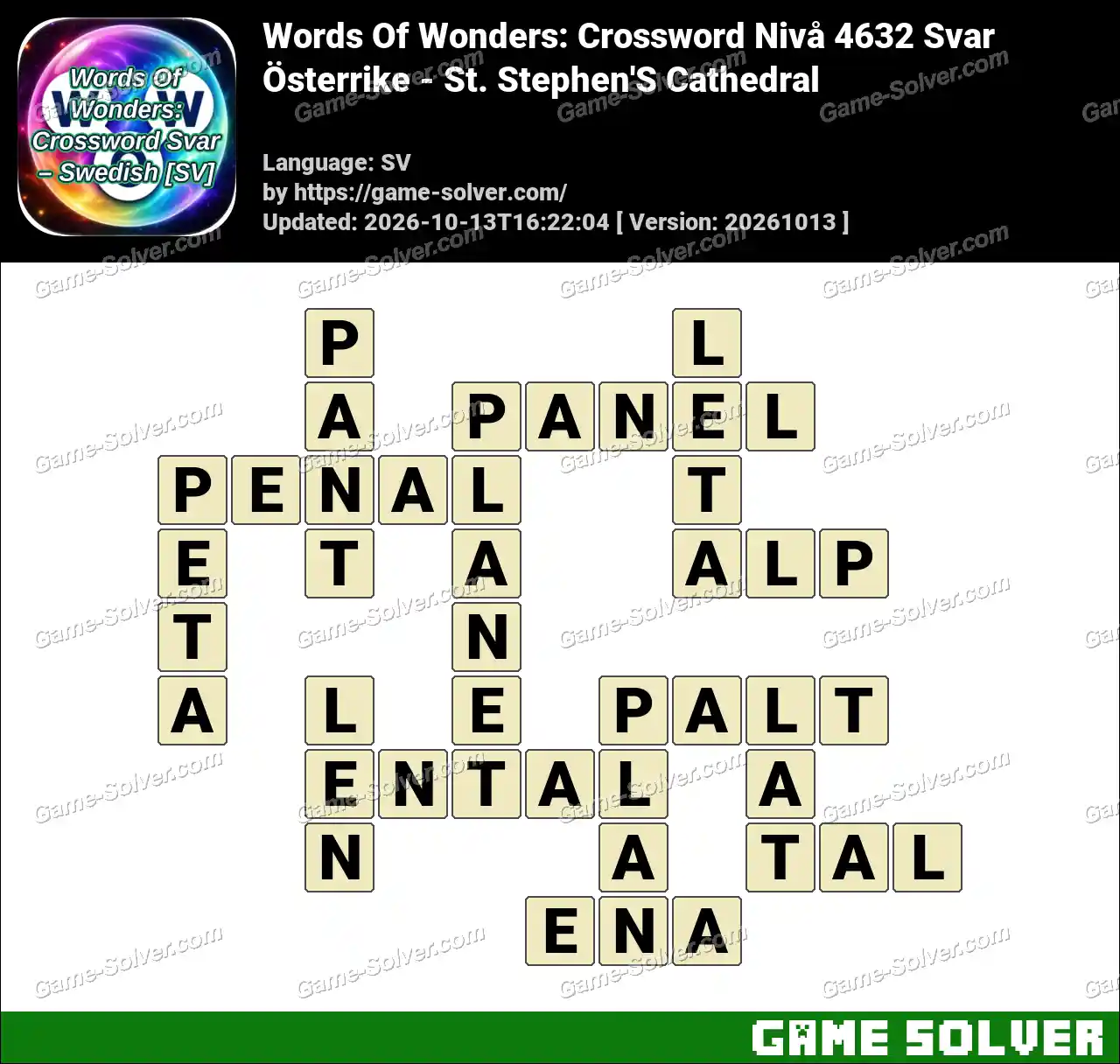 Words Of Wonders: Crossword Nivå 4632 Svar – Österrike – St. Stephen’S Cathedral